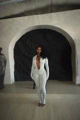 Grey V Neck Catsuit