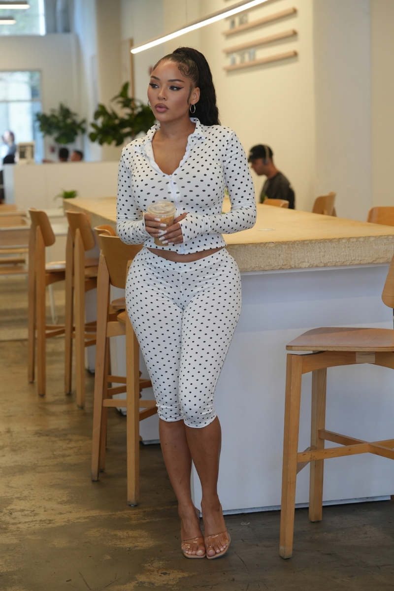 Polka Dot Ruched Capri Set